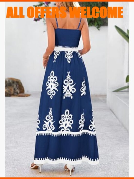 Floral Maxi Sundress with Spaghetti Straps and Pockets - Picture 2 of 7